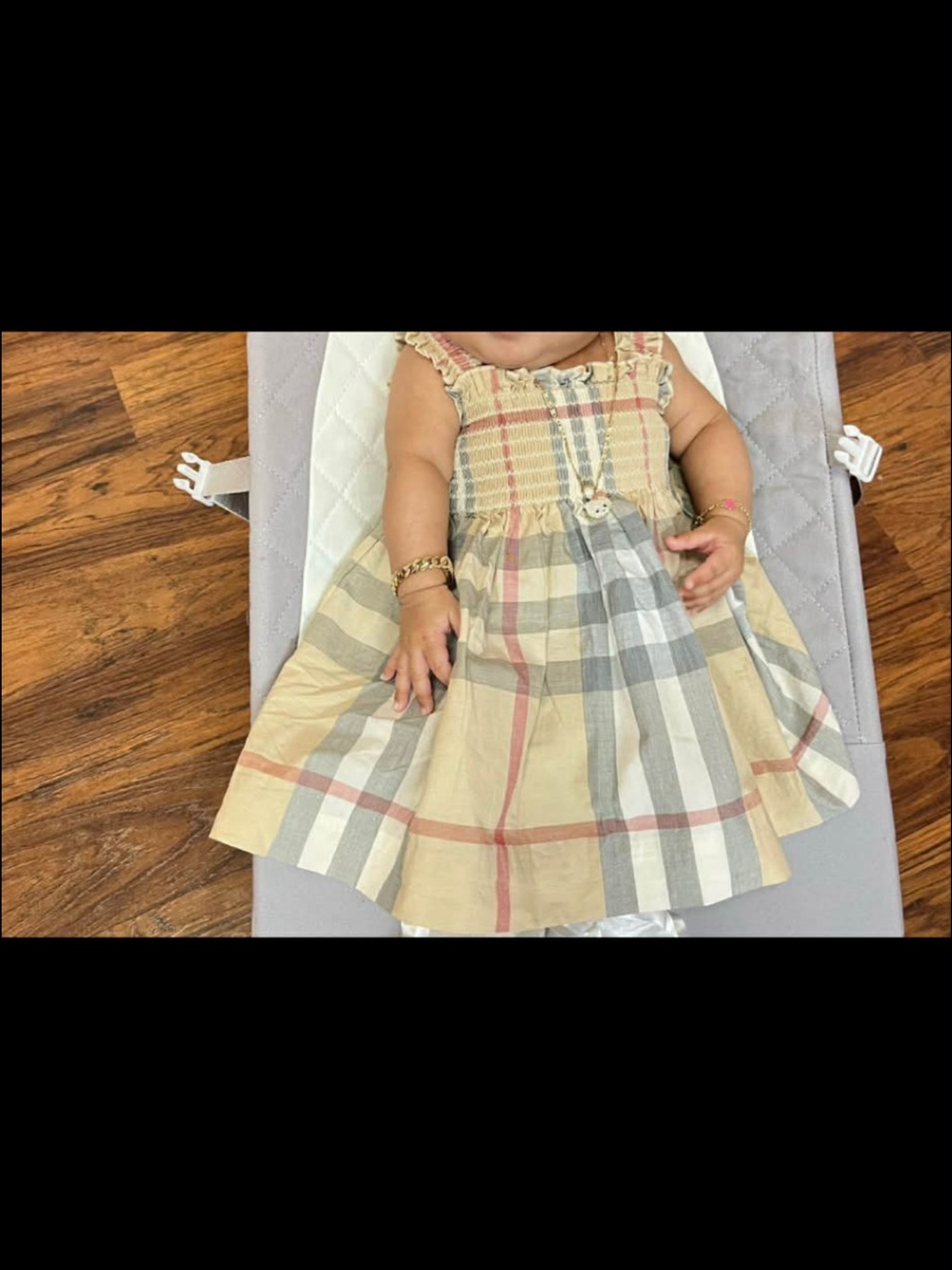 Burberry Beige Plaid Cotton Sleeveless Kids Dress